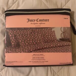 Juicy Couture Pink and Brown Twin Sheet Set